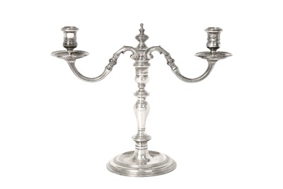 Lot 2222 - An Elizabeth II Silver Two Light Candelabrum