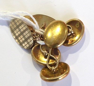 Lot 161 - A Pair of 9 Carat Gold Cufflinks; and A Pair...