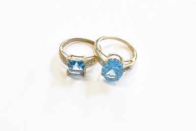 Lot 124 - Two 9 Carat Gold Topaz and Diamond Rings,...