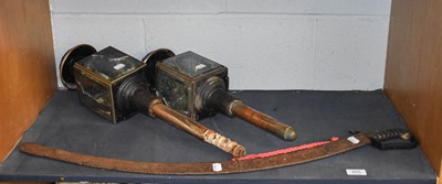 Lot 405 - A Pair of Coaching Lamps, and a cavalry 1795...