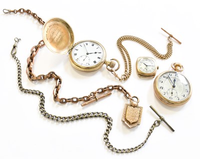 Lot 172 - A Gold Plated Pocket Watch, a Yellow Metal...