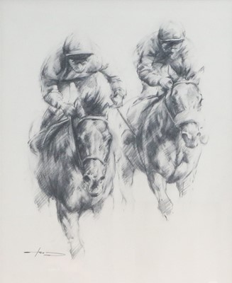 Lot 1133 - Graham Isom (b.1945) Study of two horses...