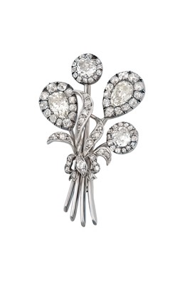 Lot 2062 - A Diamond Floral Spray Brooch realistically...