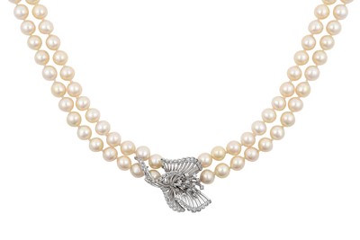 Lot 2057 - A Double Row Cultured Pearl Necklace, with A...