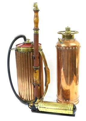 Lot 78 - A Pre-1940 Brass Fire Extinguisher, with...