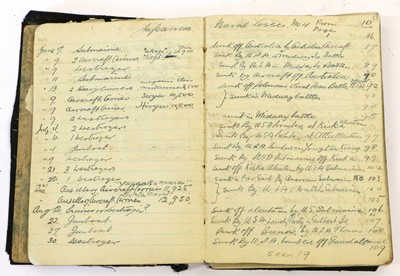 Lot 84 - A Handwritten Notebook Recording Naval and Air...