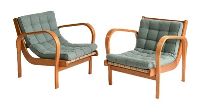 Lot 661 - A Pair of 1950s Czechoslovakian Beech Framed...