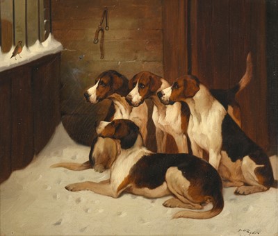 Lot 1207 - George Wright (1860-1942) The Visitor - Robin...