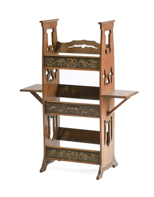 Lot 648 - An Arts & Crafts Oak Book Shelves, pierced...