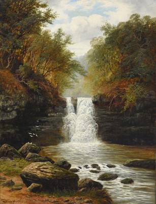 Lot 1070 - William Mellor (1851-1931) Waterfall scene in...