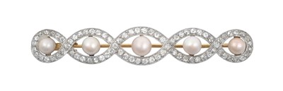 Lot 2271 - A French Belle Époque Diamond and Pearl Brooch...