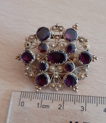 Lot 2045 - A Georgian Garnet Brooch the yellow...