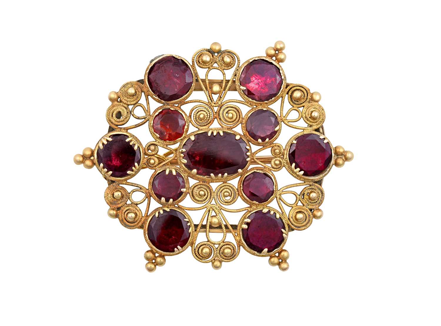 Lot 2045 - A Georgian Garnet Brooch the yellow...