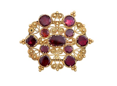 Lot 2045 - A Georgian Garnet Brooch the yellow...