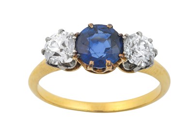 Lot 2219 - A Sapphire and Diamond Three Stone Ring the...