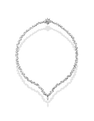 Lot 2340 - A Diamond Necklace a graduated line of...