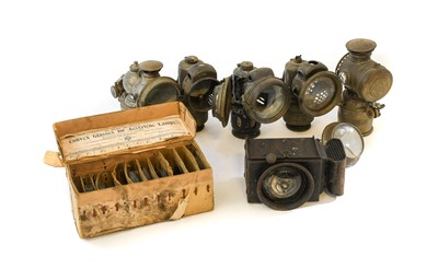 Lot 508 - Five Vintage Carbide Bicycle Lamps, including:...