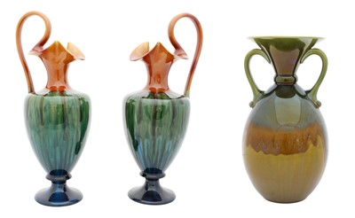 Lot 555 - A Pair of Linthorpe Pottery Jugs, shape...