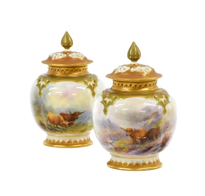 Lot 86 - A Pair of Royal Worcester Porcelain Pot Pourri...