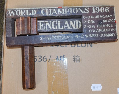 Lot 59 - A WWII Air Raid Rattle, painted to commemorate...