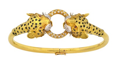 Lot 2282 - A Ruby, Diamond and Enamel Bangle...