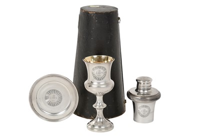 Lot 2072 - A Three-Piece William IV Silver Travelling Communion-Set