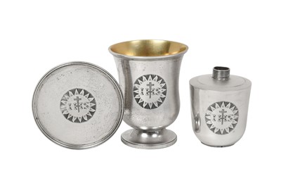Lot 2070 - A Three-Piece William IV Silver Travelling Communion-Set