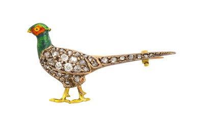 Lot 2290 - A Victorian Diamond and Enamel Pheasant Brooch...