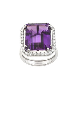 Lot 2322 - An 18 Carat White Gold Amethyst and Diamond...