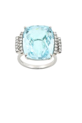 Lot 2237 - An 18 Carat White Gold Aquamarine and Diamond...