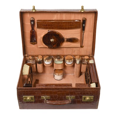 Lot 2100 - A George V Gold and Tortoiseshell-Mounted Dressing-Table-Service