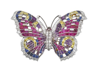 Lot 2318 - An Art Deco Ruby, Diamond, Blue, Purple and...