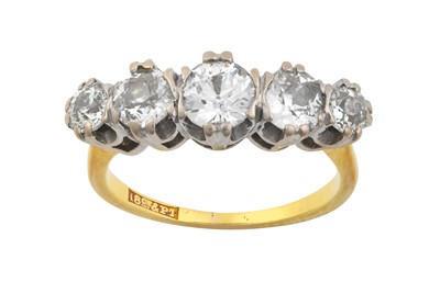 Lot 2303 - A Diamond Five Stone Ring the graduated old...