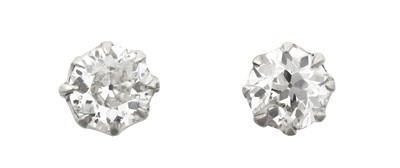 Lot 2306 - A Pair of Diamond Solitaire Earrings the old...