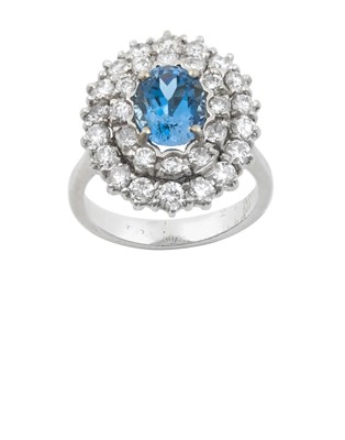 Lot 2238 - An Aquamarine and Diamond Cluster Ring the...