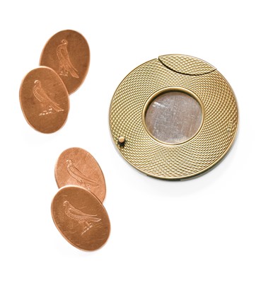Lot 242 - A Pair of 9 Carat Gold Cufflinks; and A 9...