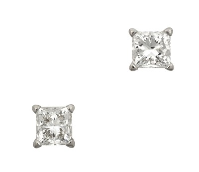 Lot 2272 - A Pair of Diamond Solitaire Earrings the...