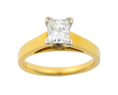Lot 2216 - A Diamond Solitaire Ring the princess cut...