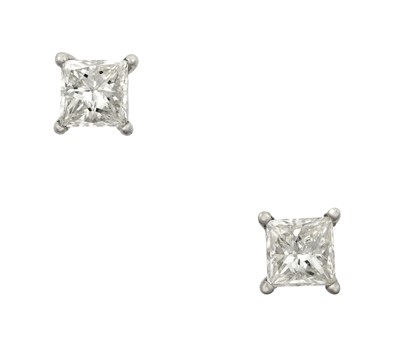 Lot 2273 - A Pair of Diamond Solitaire Earrings the...