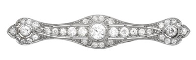 Lot 2246 - An Art Deco Diamond Brooch three old cut...