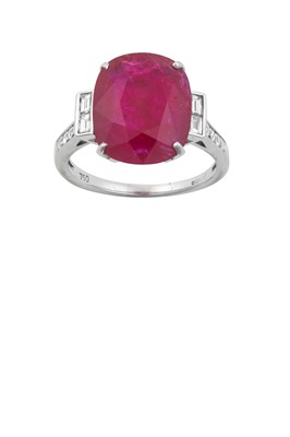 Lot 2213 - An 18 Carat White Gold Ruby and Diamond Ring...