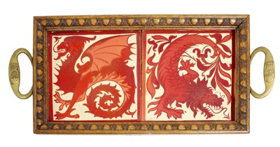 Lot 508 - Two Craven Dunnill & Co Ruby Lustre 6" Tiles,...