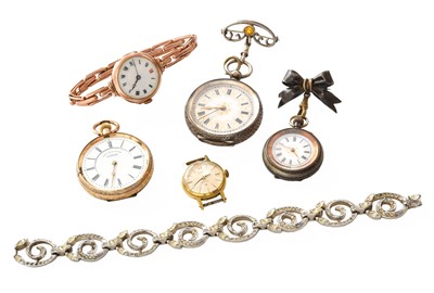 Lot 197 - A Lady's Fob Watch, case stamped 14k, A Lady's...