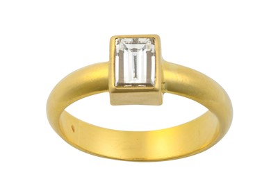 Lot 2214 - A Diamond Solitaire Ring the fancy rectangular...
