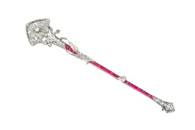 Lot 2234 - An Early 20th Century Ruby and Diamond Brooch...