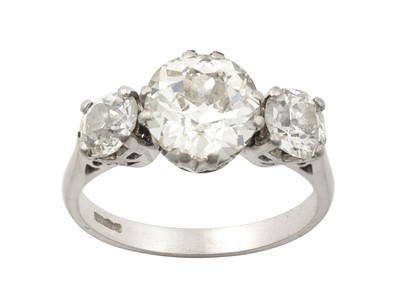 Lot 2330 - A Platinum Diamond Three Stone Ring the...