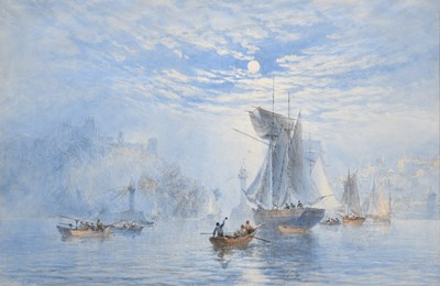 Lot 1029 - George Weatherill (1810-1890) Whitby pool by...