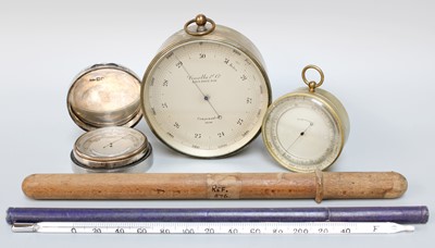 Lot 14 - A silver-cased J C Vickery, London Barometer,...