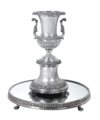 Lot 2057 - An Austrian Silver Plate Mirror-Plateau, Vase and Stand