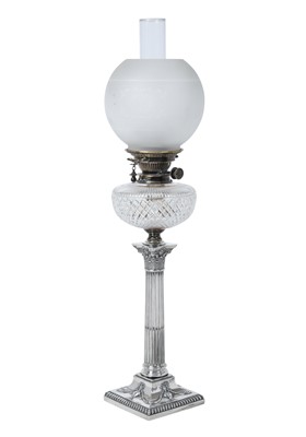 Lot 2099 - An Edward VII Silver and Cut-Glass Oil-Lamp